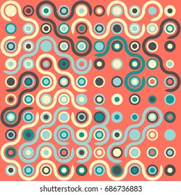 Seamless geometric pattern with colored elements, vector abstract background