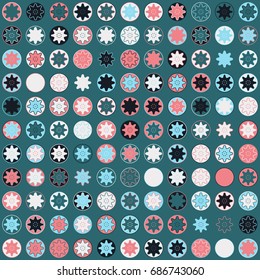 Seamless geometric pattern with colored elements, vector abstract background
