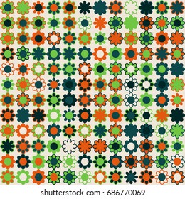Seamless geometric pattern with colored elements, vector abstract background