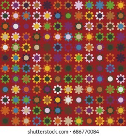 Seamless geometric pattern with colored elements, vector abstract background