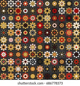 Seamless geometric pattern with colored elements, vector abstract background