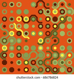 Seamless geometric pattern with colored elements, vector abstract background