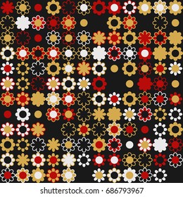Seamless geometric pattern with colored elements, vector abstract background