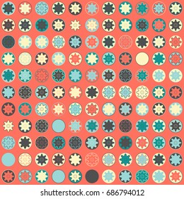 Seamless geometric pattern with colored elements, vector abstract background