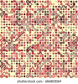 Seamless geometric pattern with colored elements, vector abstract background