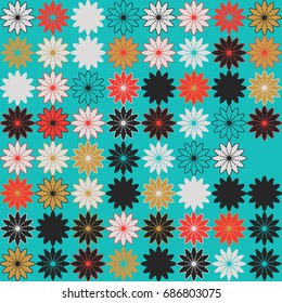 Seamless geometric pattern with colored elements, vector abstract background