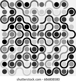 Seamless geometric pattern with colored elements, vector abstract background