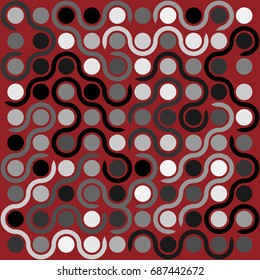 Seamless geometric pattern with colored elements, vector abstract background