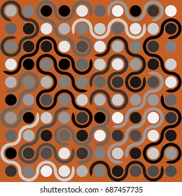 Seamless geometric pattern with colored elements, vector abstract background