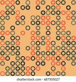 Seamless geometric pattern with colored elements, vector abstract background