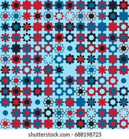 Seamless geometric pattern with colored elements, vector abstract background