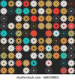 Seamless geometric pattern with colored elements, vector abstract background