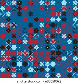 Seamless geometric pattern with colored elements, vector abstract background