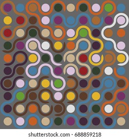 Seamless geometric pattern with colored elements, vector abstract background