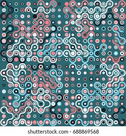 Seamless geometric pattern with colored elements, vector abstract background