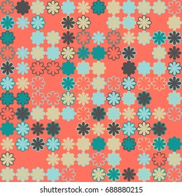 Seamless geometric pattern with colored elements, vector abstract background