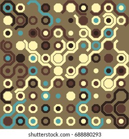 Seamless geometric pattern with colored elements, vector abstract background