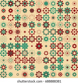 Seamless geometric pattern with colored elements, vector abstract background