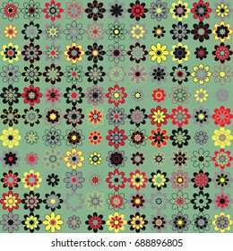 Seamless geometric pattern with colored elements, vector abstract background