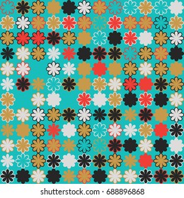 Seamless geometric pattern with colored elements, vector abstract background