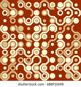 Seamless geometric pattern with colored elements, vector abstract background