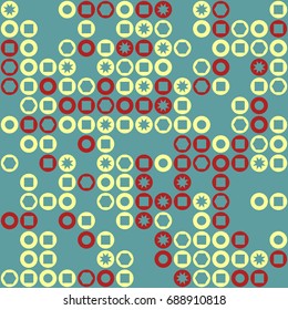 Seamless geometric pattern with colored elements, vector abstract background