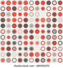 Seamless geometric pattern with colored elements, vector abstract background