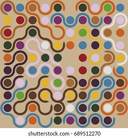 Seamless geometric pattern with colored elements, vector abstract background