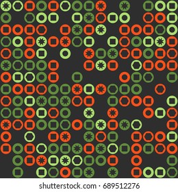Seamless geometric pattern with colored elements, vector abstract background