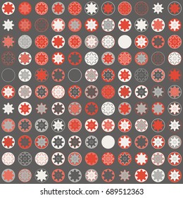 Seamless geometric pattern with colored elements, vector abstract background