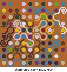 Seamless geometric pattern with colored elements, vector abstract background