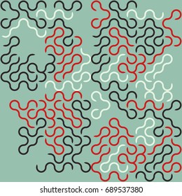 Seamless geometric pattern with colored elements, vector abstract background