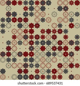 Seamless geometric pattern with colored elements, vector abstract background