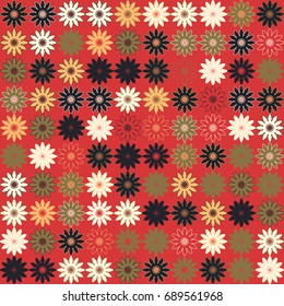 Seamless geometric pattern with colored elements, vector abstract background