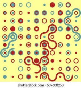 Seamless geometric pattern with colored elements, vector abstract background