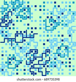 Seamless geometric pattern with colored elements, vector abstract background