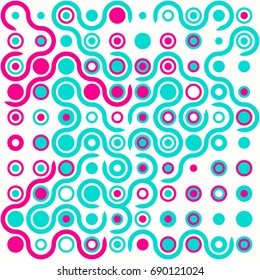 Seamless geometric pattern with colored elements, vector abstract background