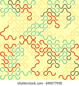 Seamless geometric pattern with colored elements, vector abstract background