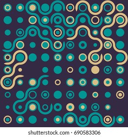 Seamless geometric pattern with colored elements, vector abstract background