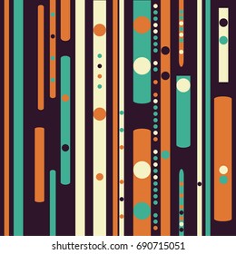 Seamless geometric pattern with colored elements, vector abstract background
