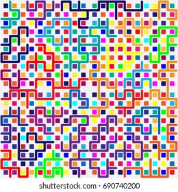 Seamless geometric pattern with colored elements, vector abstract background