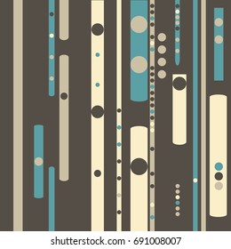 Seamless geometric pattern with colored elements, vector abstract background in brown and blue