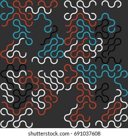 Seamless geometric pattern with colored elements, vector abstract background