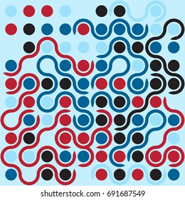 Seamless geometric pattern with colored elements, vector abstract background