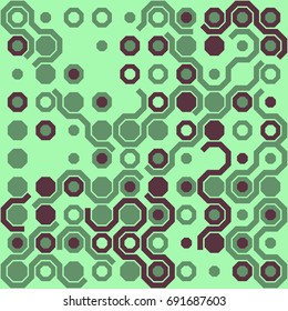 Seamless geometric pattern with colored elements, vector abstract background