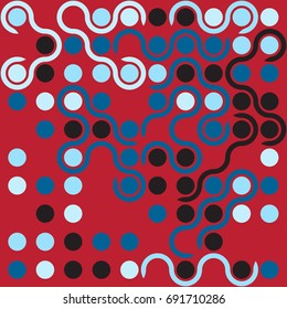 Seamless geometric pattern with colored elements, vector abstract background