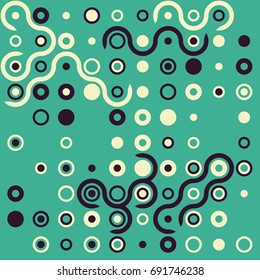 Seamless geometric pattern with colored elements, vector abstract background