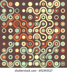 Seamless geometric pattern with colored elements, vector abstract background