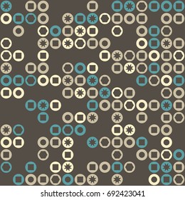 Seamless geometric pattern with colored elements, vector abstract background