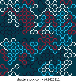 Seamless geometric pattern with colored elements, vector abstract background